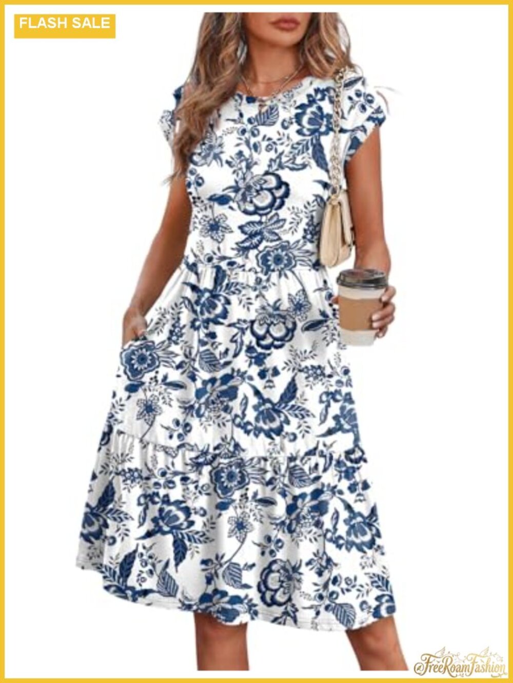 Tiered Swing Dress with Pockets Casual Summer Midi
